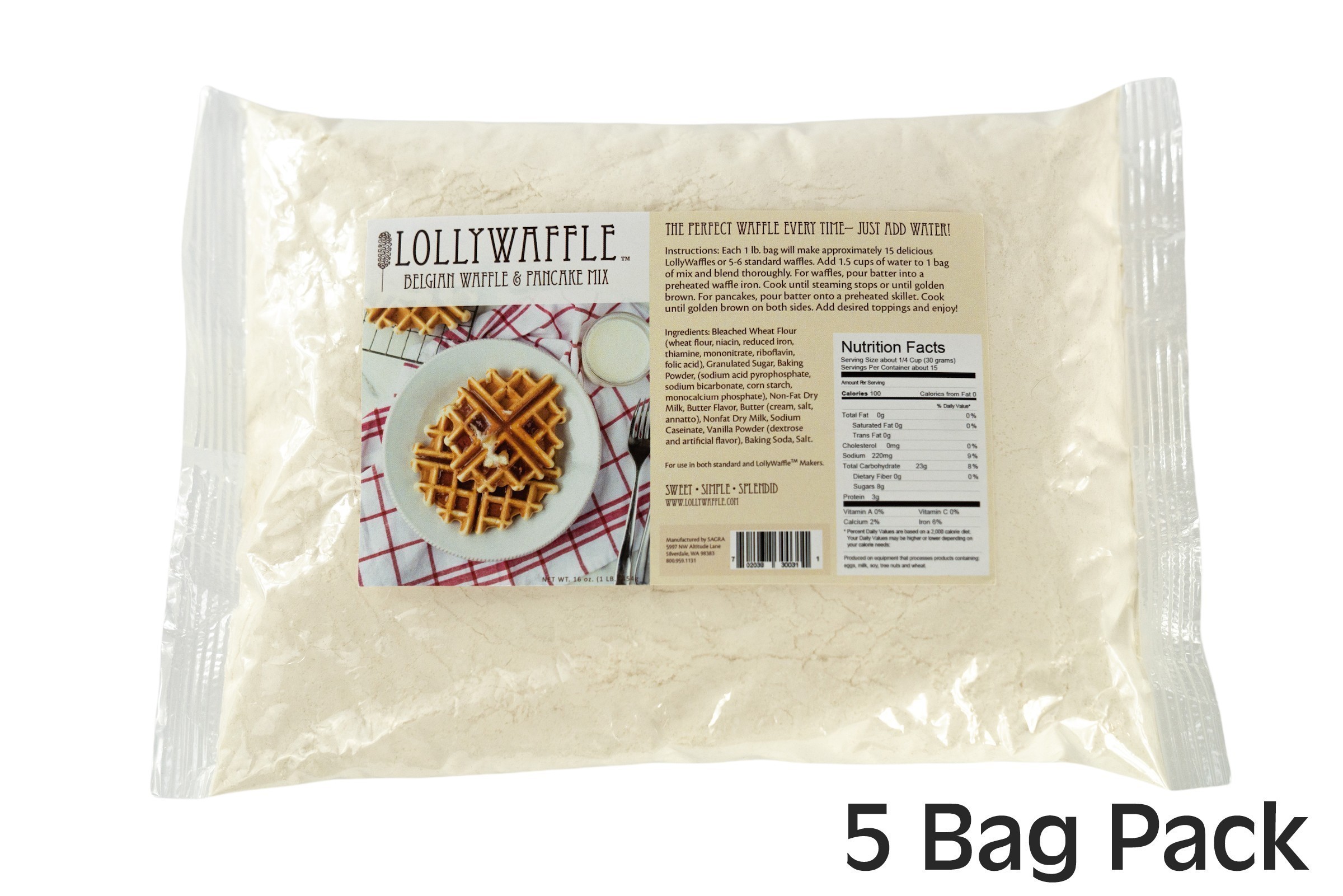 Just Add Water Belgian Waffle and Pancake Mix by LollyWaffle - 5 lbs.