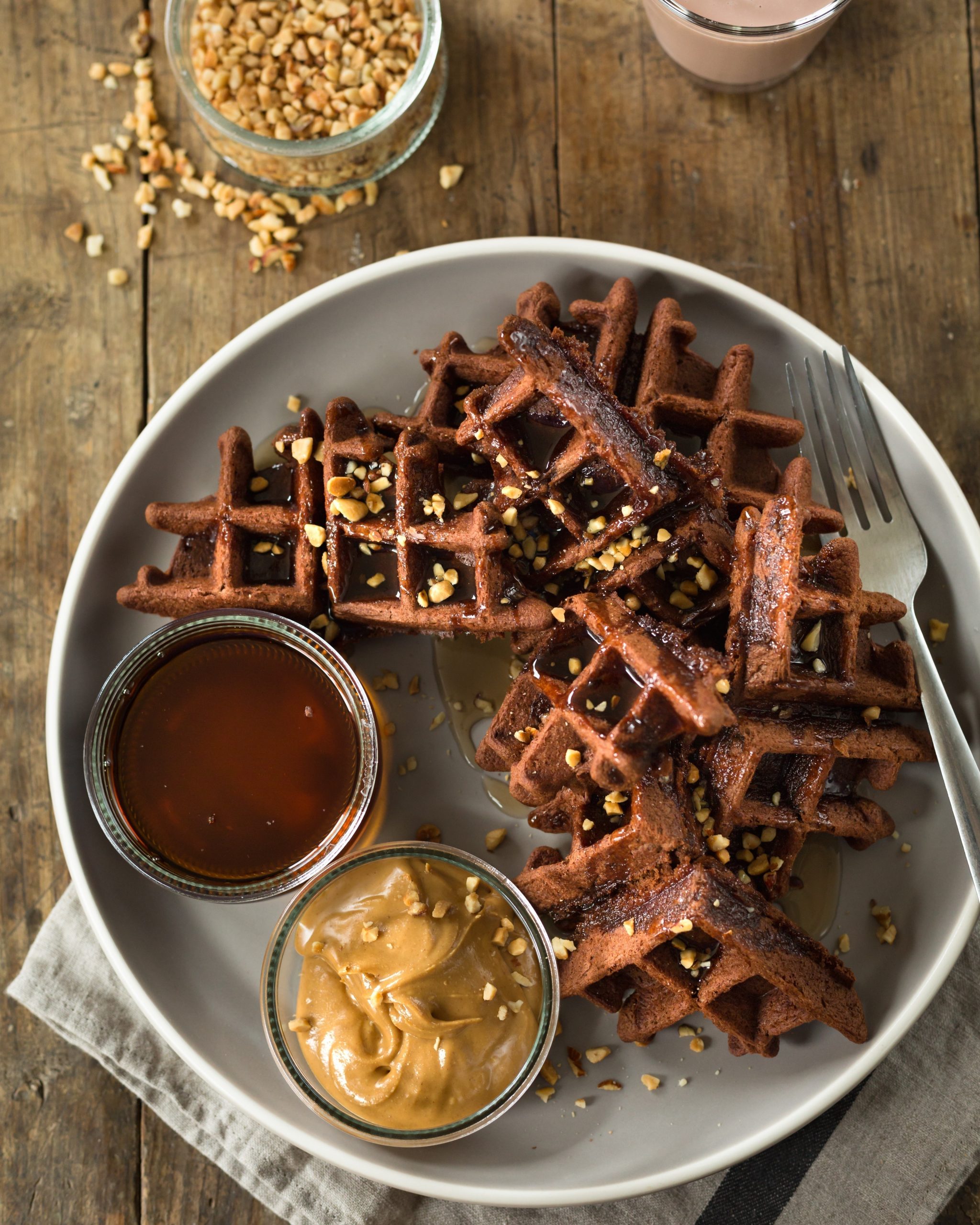 Chocolate and Peanut butter waffles